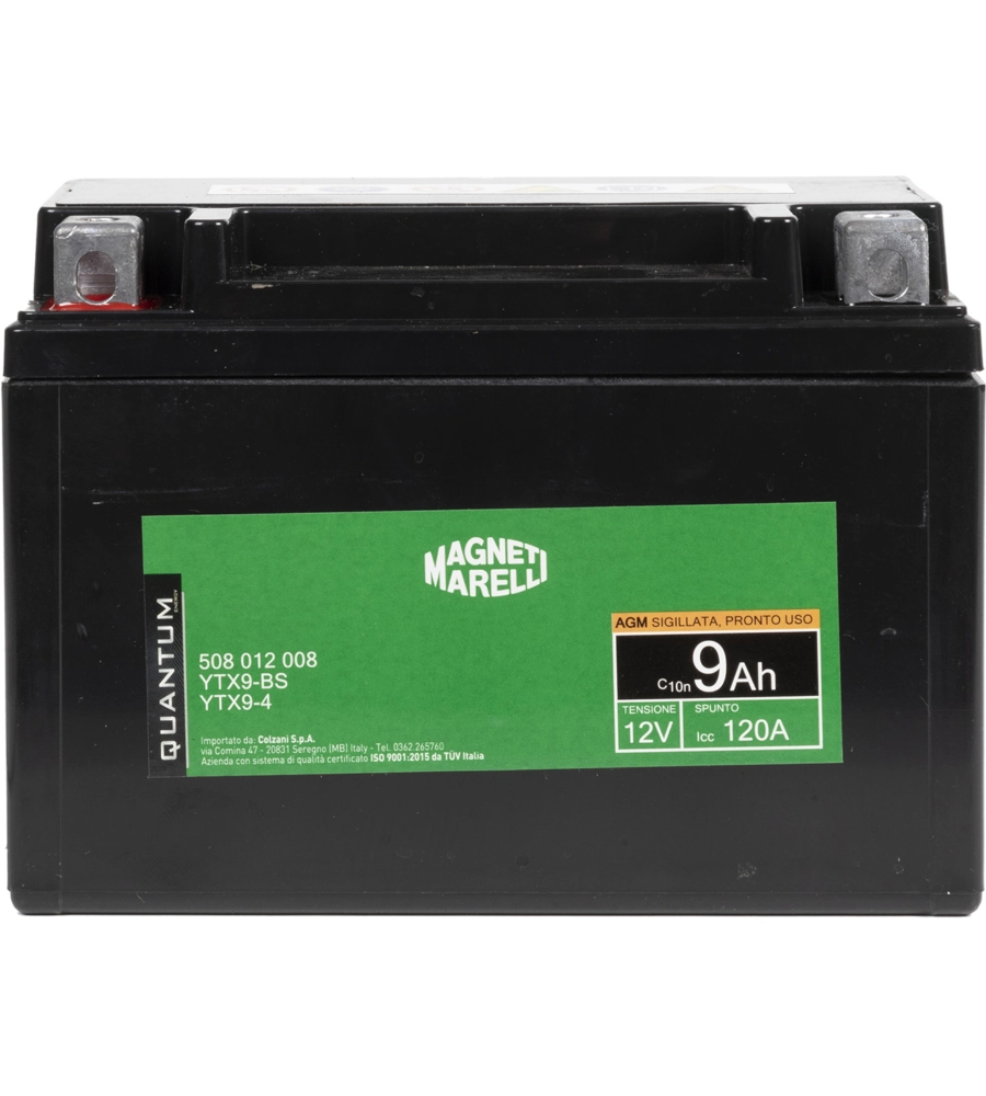 MAGNETI MARELLI BATTERIA MOTO E SCOOTER 9AH 12V 120A TECNOLOGIA AGM SIGILLATA POLO POSITIVO SINISTRO